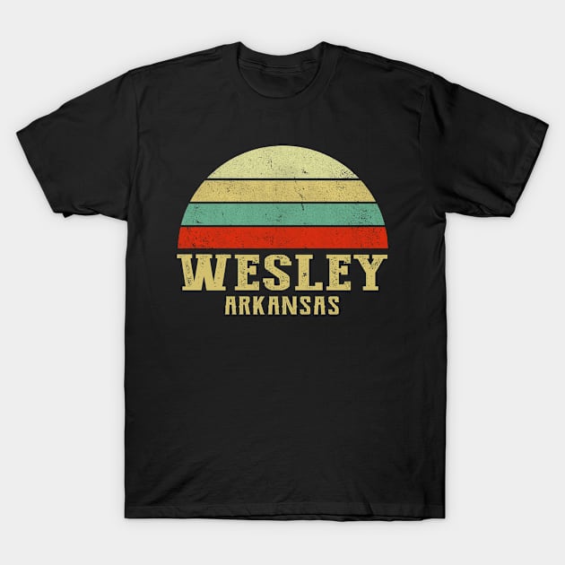 Wesley Arkansas Vintage Retro Sunset T-Shirt by Curry G